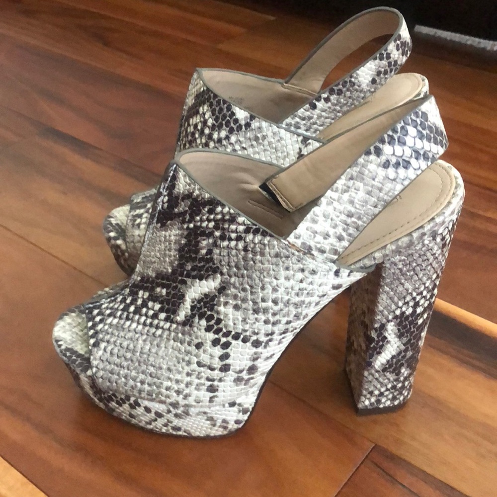 Bcbgmaxazria Python Dune Leather Platform Open To… - image 4